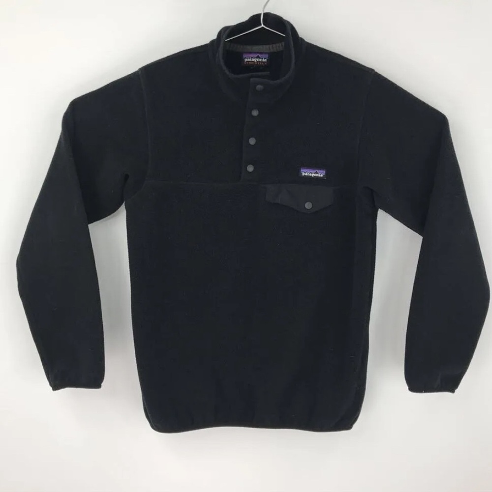 Patagonia T-Snap Synchilla Pullover Sweatshirt Black Long Sleeve